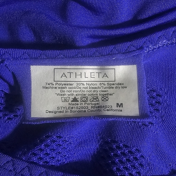 Athleta Blue Purple Namaste Seamless Yoga Long Sleeve Top Thumbholes Size M - Picture 2 of 6